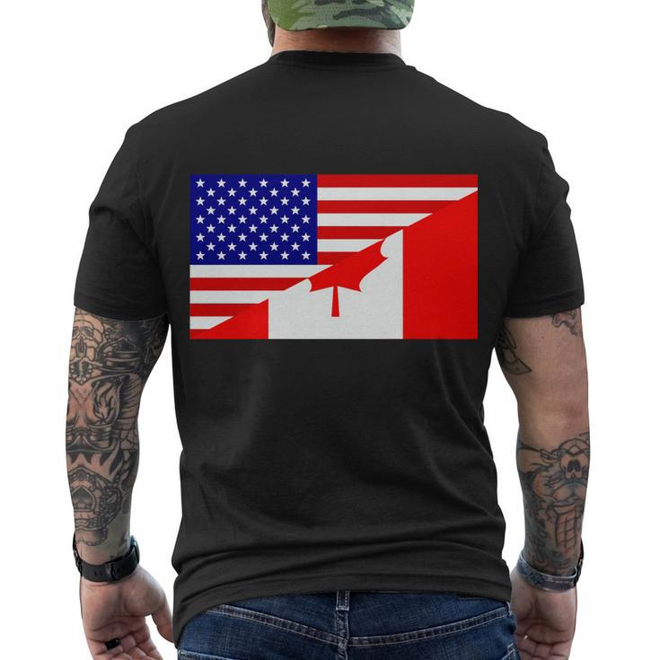 Canadian American Usa Flag Men's Crewneck Short Sleeve Back Print T-shirt