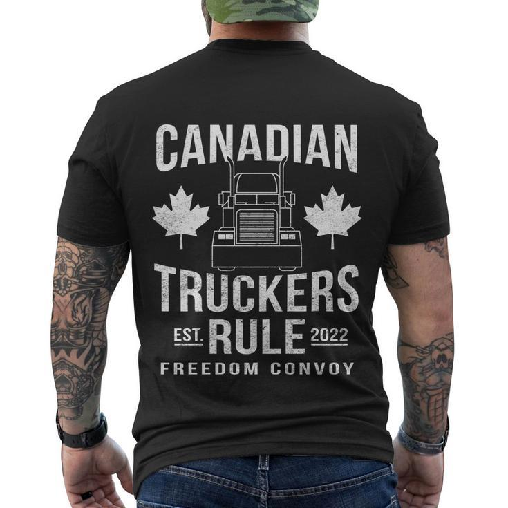 Canadian Truckers Rule Freedom Convoy 2022 Vintage Trucker Gift Men's Crewneck Short Sleeve Back Print T-shirt