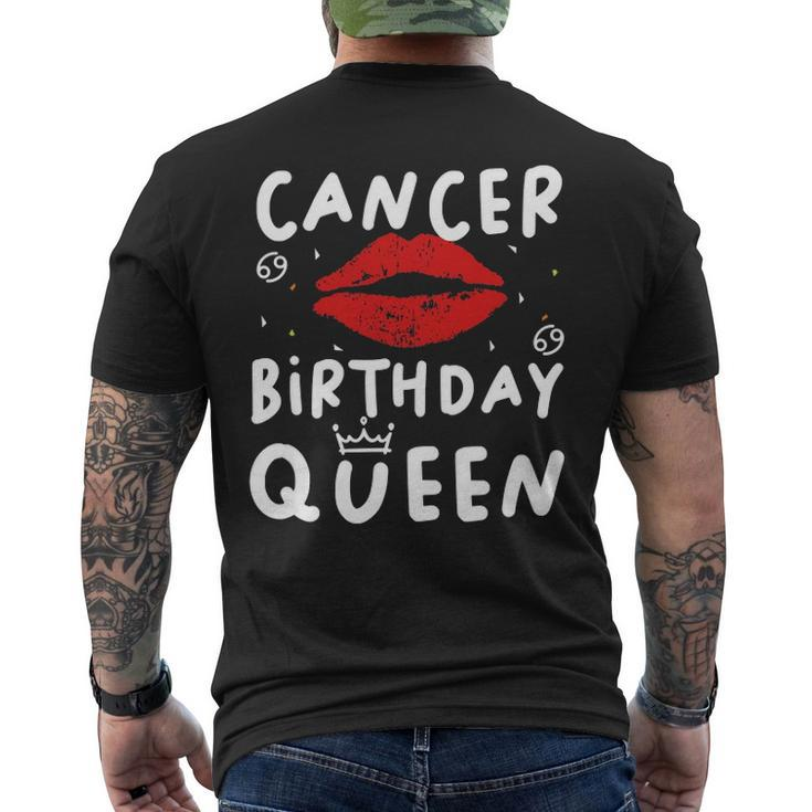 Cancer Birthday Queen Red Lips Men's Back Print T-shirt