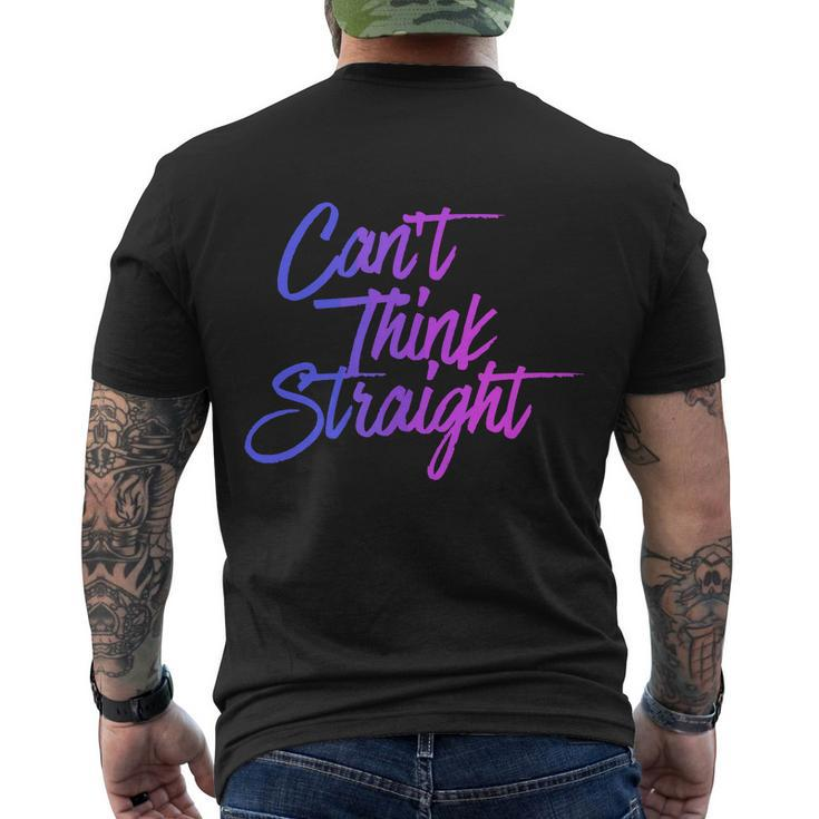 Cant Think Straight Funny Bisexual Bi Pride Flag Men's Crewneck Short Sleeve Back Print T-shirt