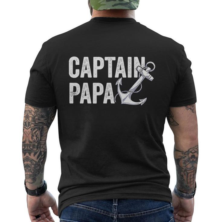 Captain Papa Pontoon Lake Sailor Fuuny Fishing Boating Men's Crewneck Short Sleeve Back Print T-shirt