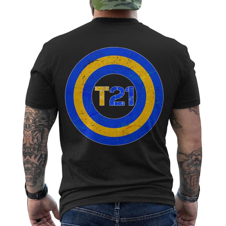 Captain T21 Shield - Down Syndrome Awareness Men's Crewneck Short Sleeve Back Print T-shirt