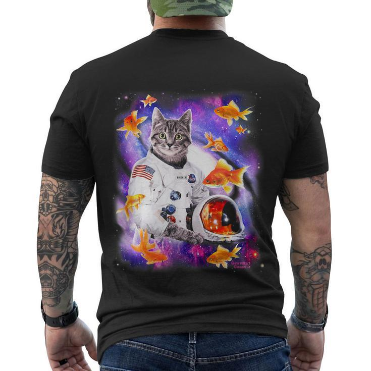 Cat Astronaut In Cosmic Space Funny Shirts For Weird People Men's Crewneck Short Sleeve Back Print T-shirt