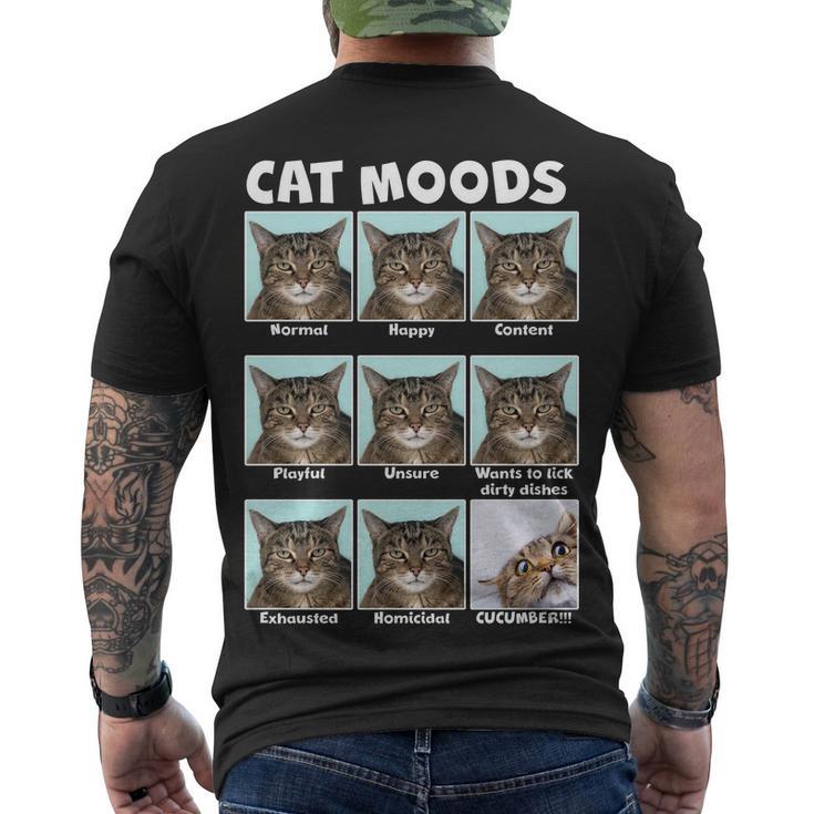 Cat Moods Funny Meme Tshirt Men's Crewneck Short Sleeve Back Print T-shirt