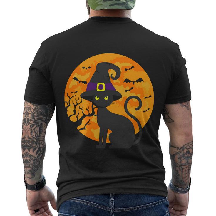 Cat Witch Hat Halloween Quote Men's Crewneck Short Sleeve Back Print T-shirt