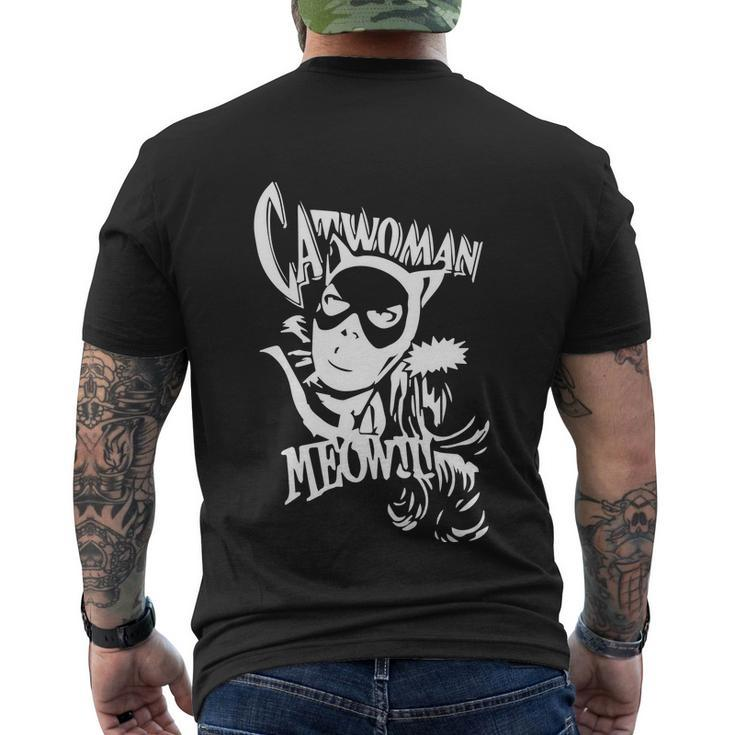 Catwoman Meow Comic Funny Men's Crewneck Short Sleeve Back Print T-shirt