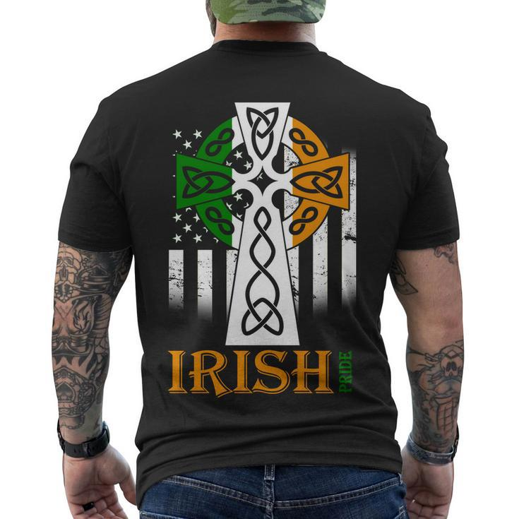 Celtic Cross Irish American Pride Men's Crewneck Short Sleeve Back Print T-shirt