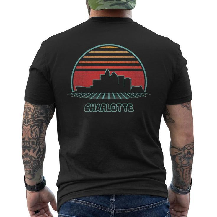 Charlotte City Skyline Retro 80S Style Souvenir Men's Back Print T-shirt