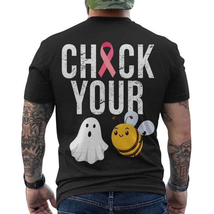 Check Your Boo Bees Breast Cancer Halloween Men's Crewneck Short Sleeve Back Print T-shirt