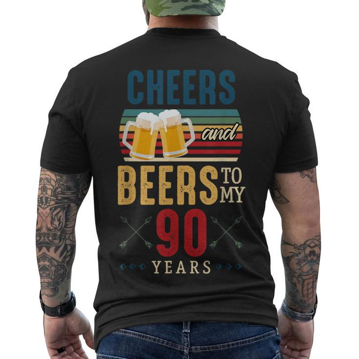 Cheers And Beers To My 90 Years 90Th Birthday Men's T-shirt Back Print