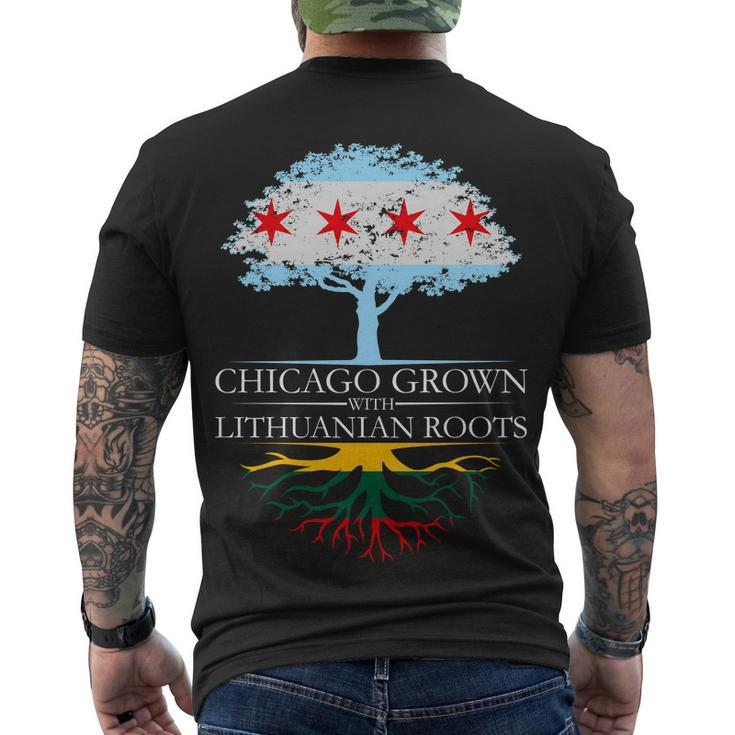Chicago Grown With Lithuanian Roots Tshirt Men's Crewneck Short Sleeve Back Print T-shirt