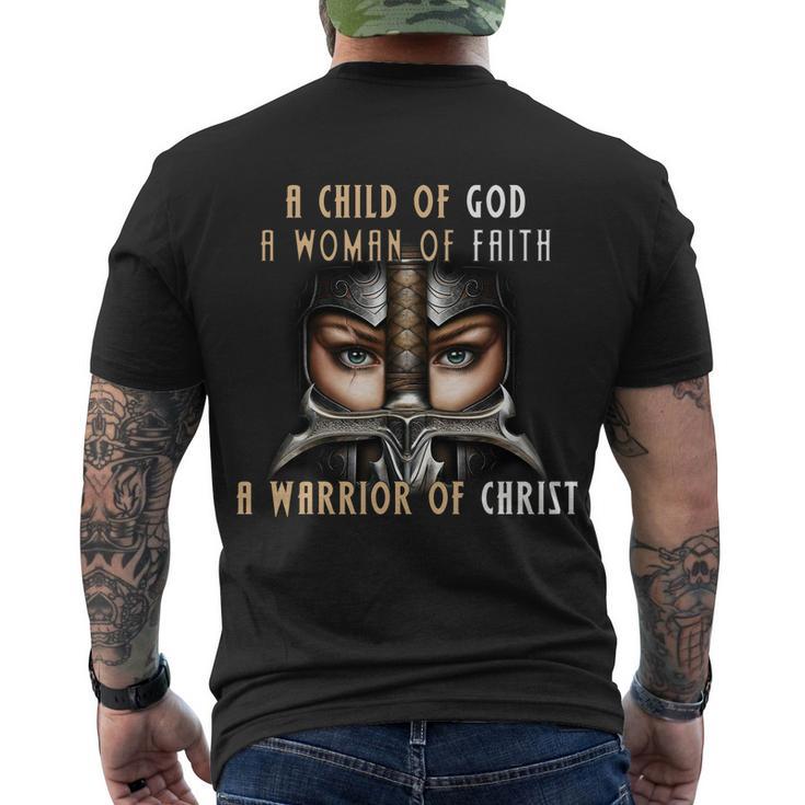 Child Of God Woman Of Faith Warrior Of Christ Tshirt Men's Crewneck Short Sleeve Back Print T-shirt