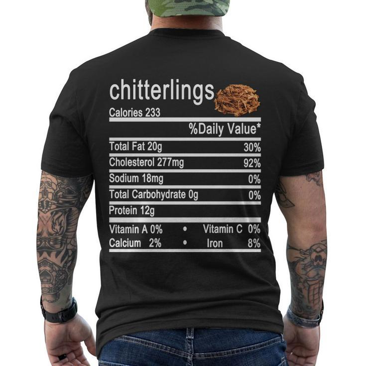 Chitterlings Nutrition Facts Label Men's Crewneck Short Sleeve Back Print T-shirt