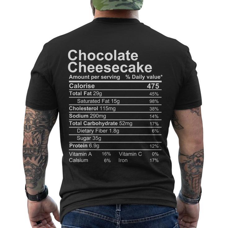 Chocolate Cheesecake Nutrition Facts Label Men's Crewneck Short Sleeve Back Print T-shirt