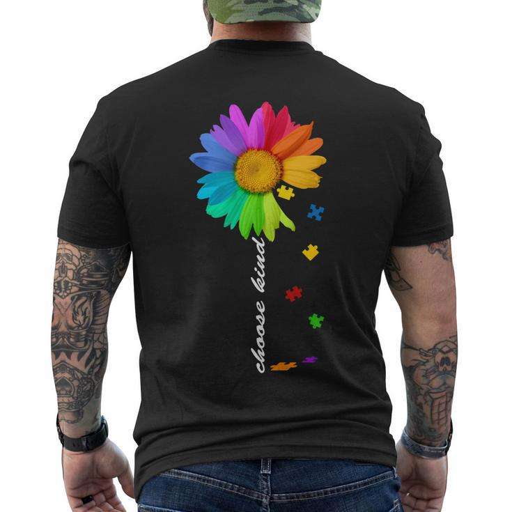 Choose Kind Autism Awareness Tshirt Men's Crewneck Short Sleeve Back Print T-shirt