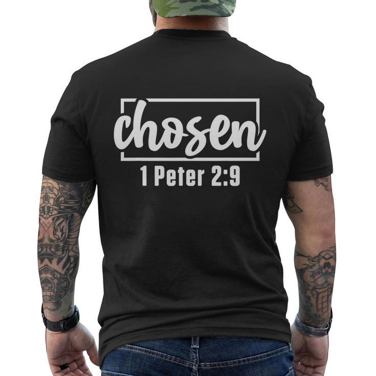 Chosen Jesus Christ Believer Prayer Funny Christianity Catholic Men's Crewneck Short Sleeve Back Print T-shirt