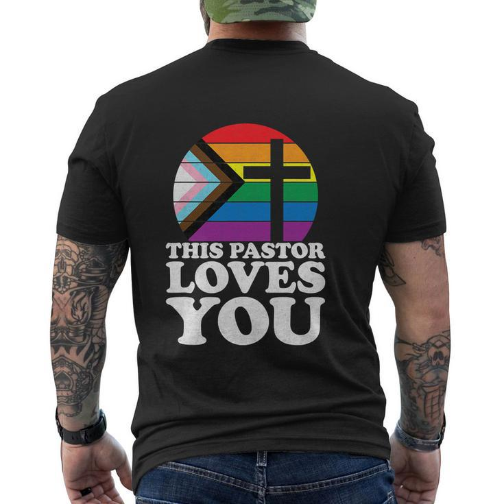 Christian Ally Inclusive Pride Clergy This Pastor Loves You Men's Crewneck Short Sleeve Back Print T-shirt