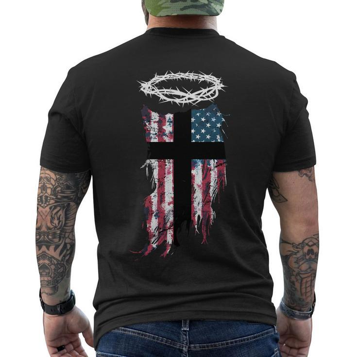 Christian Patriotic Usa Flag Tshirt Men's Crewneck Short Sleeve Back Print T-shirt