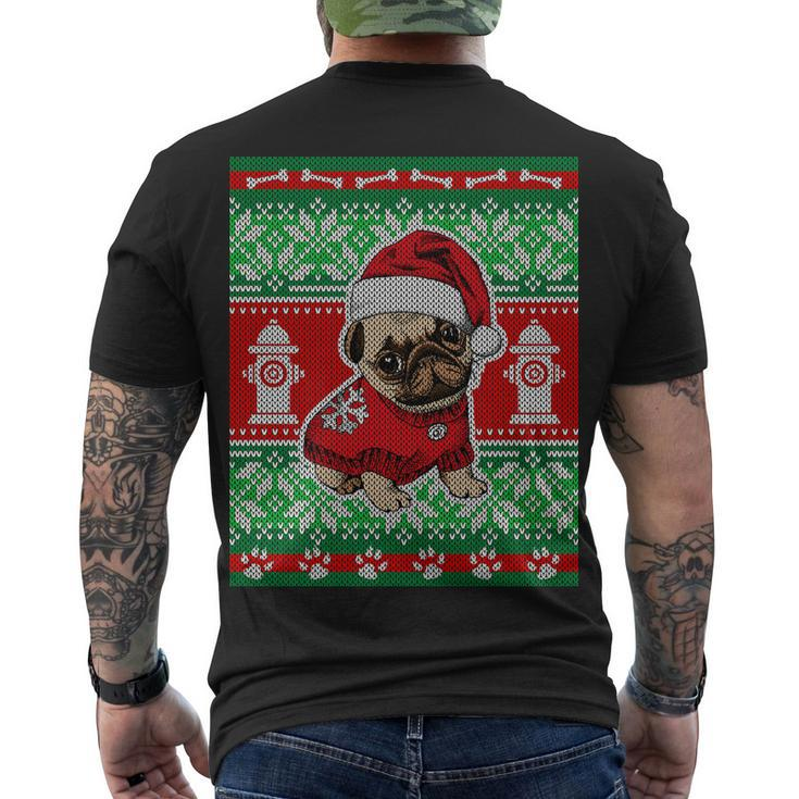 Christmas Cute Pug Ugly Sweater Men's Crewneck Short Sleeve Back Print T-shirt