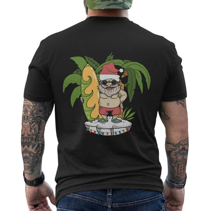 Christmas July Hawaiian Santa Surf Christmas In July Men's Crewneck Short Sleeve Back Print T-shirt