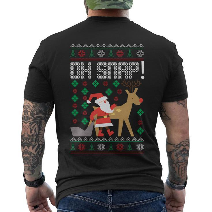 Christmas Oh Snap Santa With Reindeer Ugly Christmas Sweater Men's T-shirt Back Print