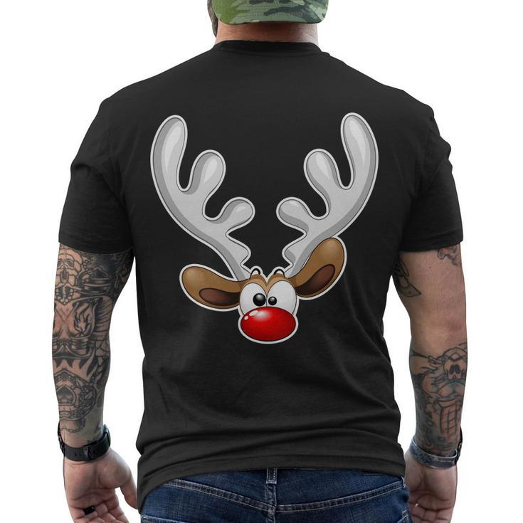 Christmas Red Nose Reindeer Face Men's T-shirt Back Print