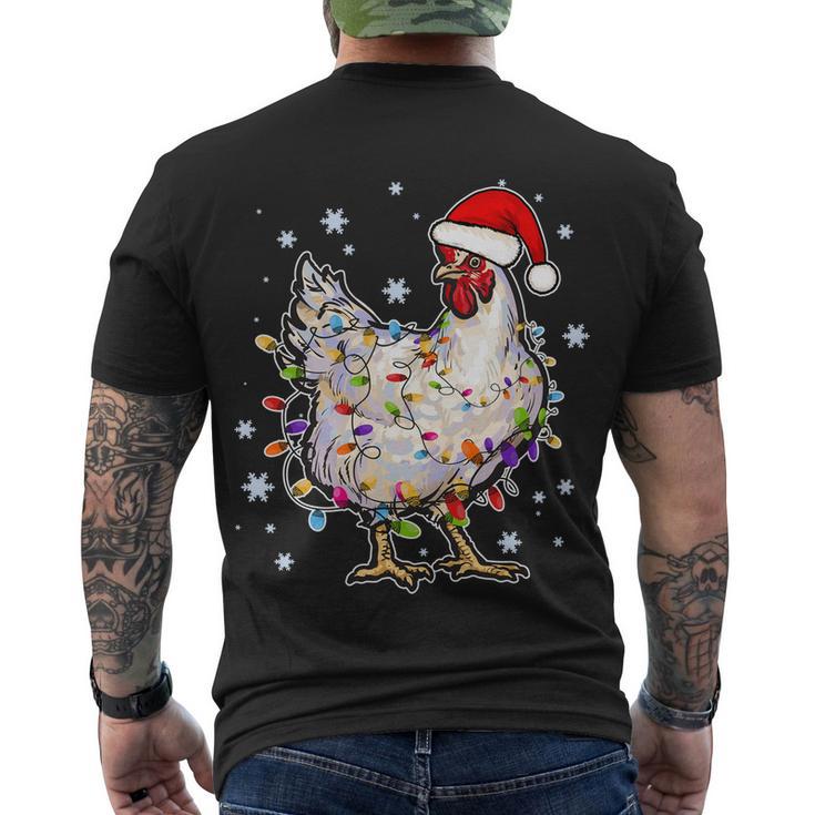 Christmas Santa Chicken Tshirt Men's Crewneck Short Sleeve Back Print T-shirt