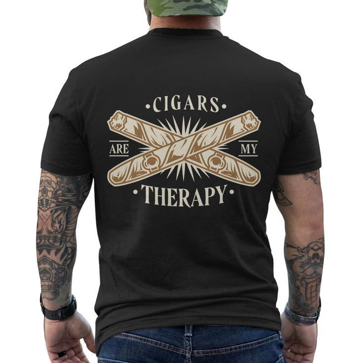 Cigars Are My Therapy Tshirt Men's Crewneck Short Sleeve Back Print T-shirt