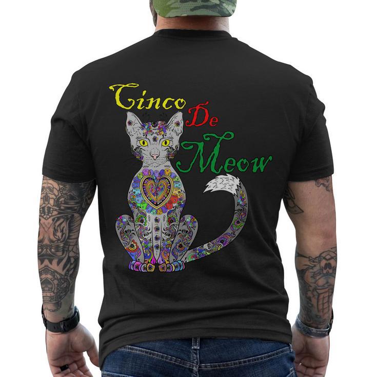 Cinco De Meow Funny Mexican Cat Men's Crewneck Short Sleeve Back Print T-shirt