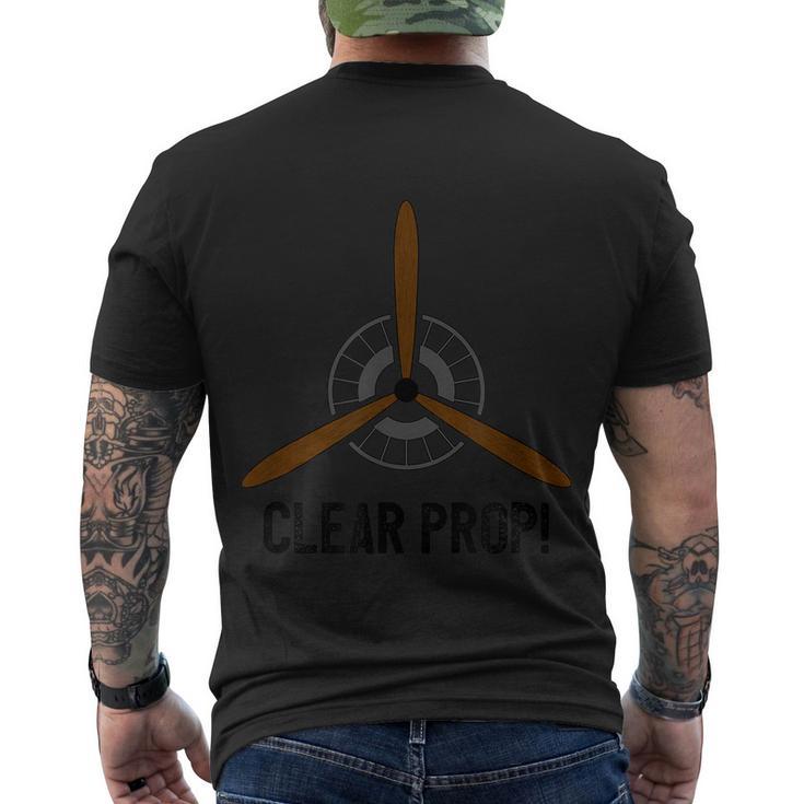 Clear Prop Aviation Airplane Pilot Propeller Men's Crewneck Short Sleeve Back Print T-shirt