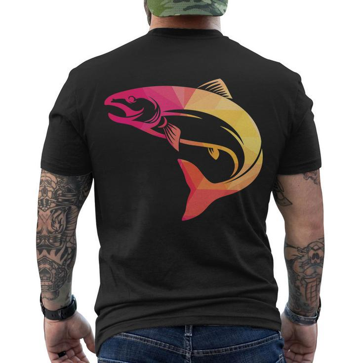 Colorful Geometric Fish Men's Crewneck Short Sleeve Back Print T-shirt