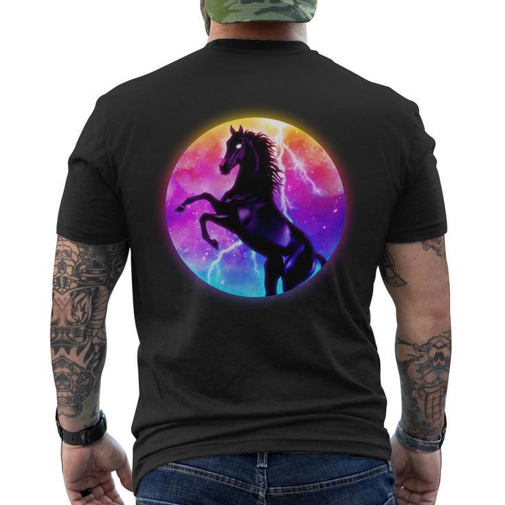 Colorful Retro 80S Eighties Lightning Galaxy Horse Men's Crewneck Short Sleeve Back Print T-shirt