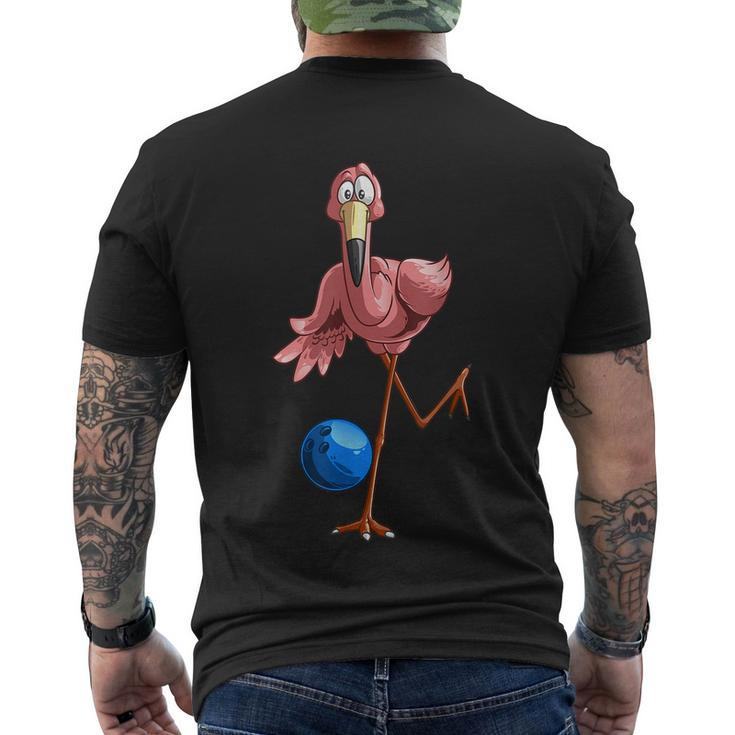Cool Bowling Flamingo Men's Crewneck Short Sleeve Back Print T-shirt