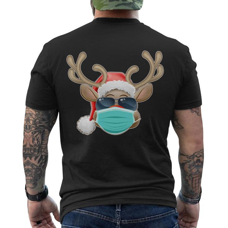 Cool Christmas Rudolph Red Nose Reindeer Mask 2020 Quarantined Men's T-shirt Back Print