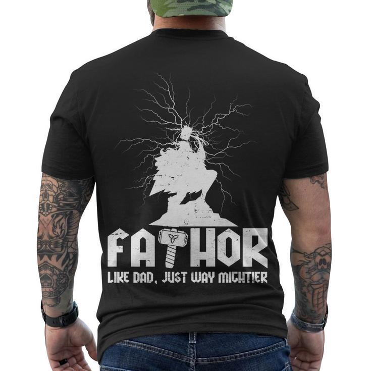 Cool Fathers Day Mighty Fathor Men's Crewneck Short Sleeve Back Print T-shirt