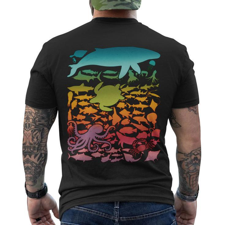 Cool Rainbow Ocean Sea Life Men's Crewneck Short Sleeve Back Print T-shirt