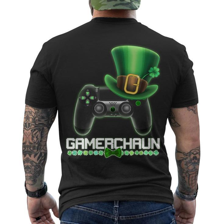 Cool St Patricks Day Gamerchaun Game Controller Leprechaun Men's Crewneck Short Sleeve Back Print T-shirt