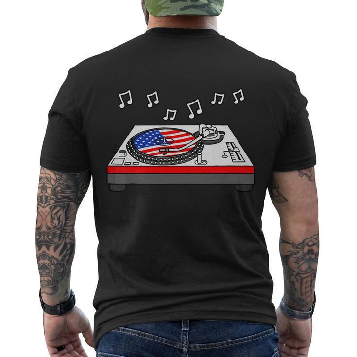 Cool Vinyl Record Us Flag 4Th Of July For Men Women Vinyl Turntable Men's Crewneck Short Sleeve Back Print T-shirt