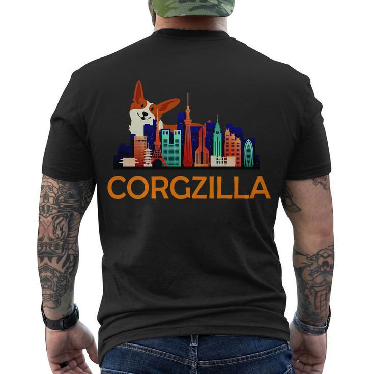 Corgzilla Funny Corgi Dog Men's Crewneck Short Sleeve Back Print T-shirt
