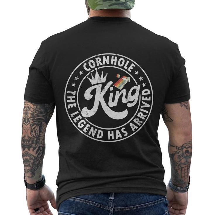 Cornhole King The Legend Has Arrived Funny Cornhole Player Funny Gift Men's Crewneck Short Sleeve Back Print T-shirt