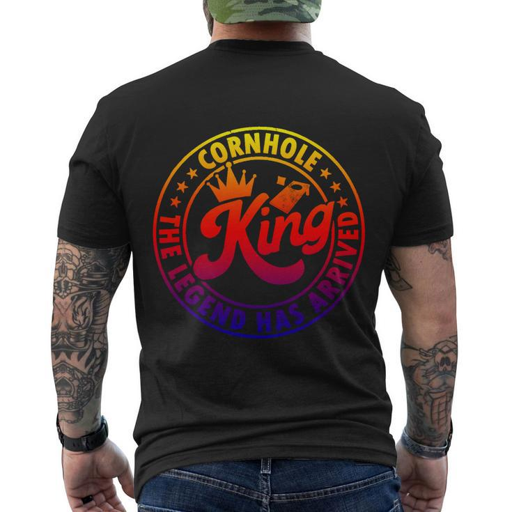 Cornhole King The Legend Has Arrived Funny Cornhole Player Meaningful Gift Men's Crewneck Short Sleeve Back Print T-shirt
