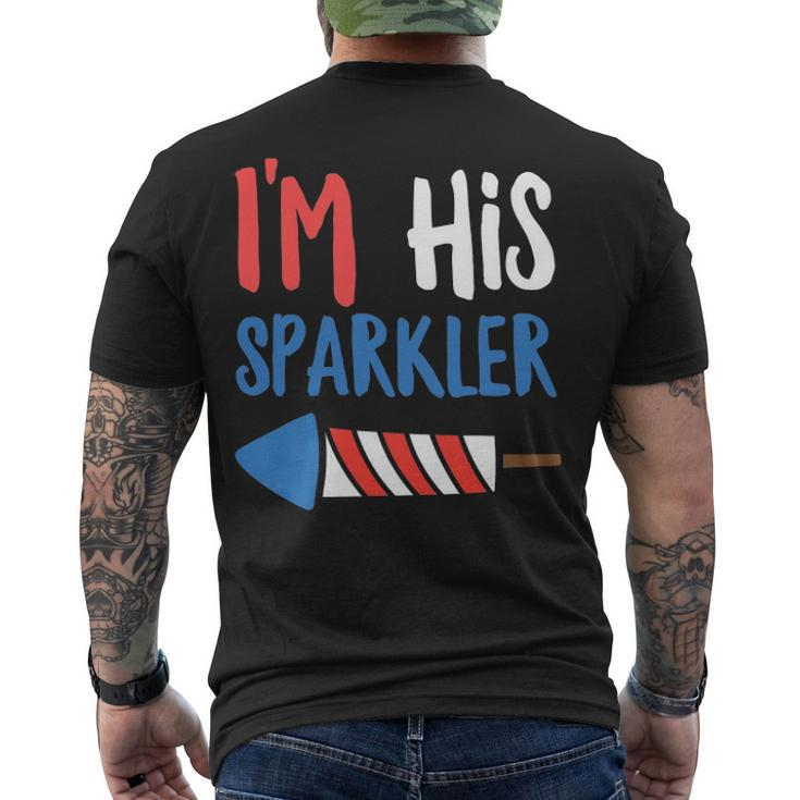 Couples Matching 4Th Of July - Im His Sparkler Men's Back Print T-shirt