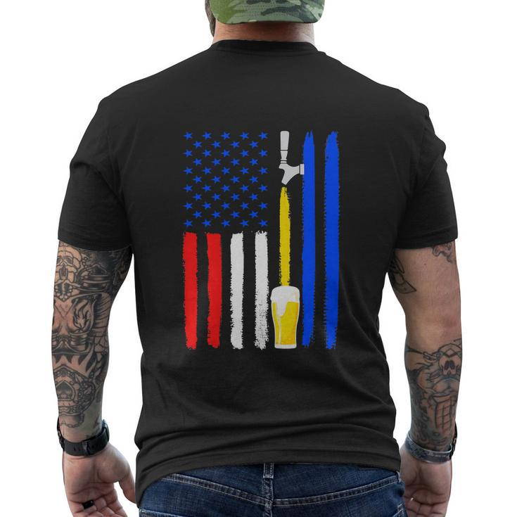 Craft Beer American Flag Usa Patriotic Funny 4Th Of July Men's Crewneck Short Sleeve Back Print T-shirt