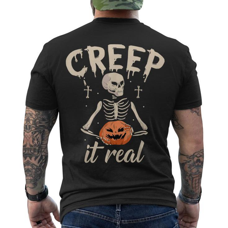 Creep It Real Halloween Skeleton Lover Undead Monster Men's T-shirt Back Print