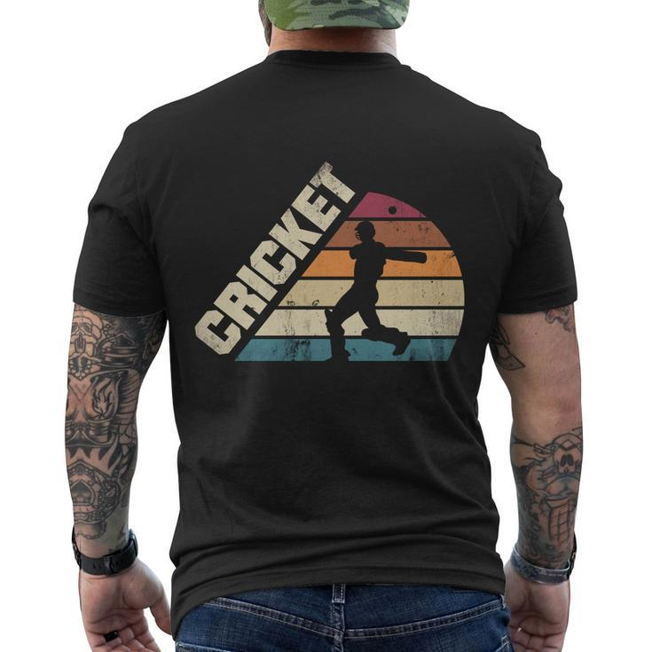 Cricket Sport Game Cricket Player Silhouette Cool Gift Men's Crewneck Short Sleeve Back Print T-shirt