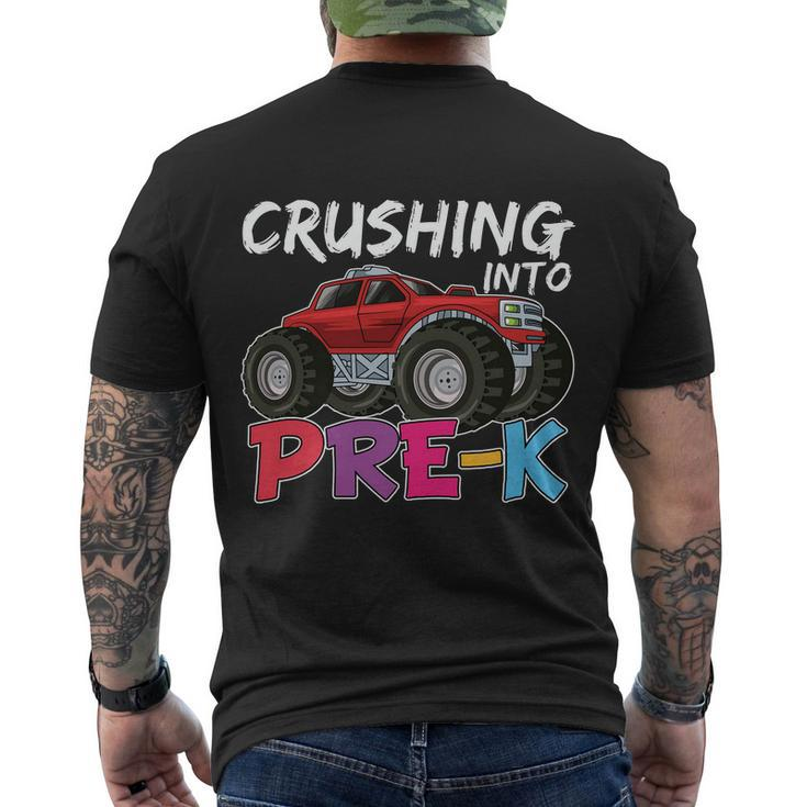 Crushing Into Prek Monster Truck Back To School Men's Crewneck Short Sleeve Back Print T-shirt