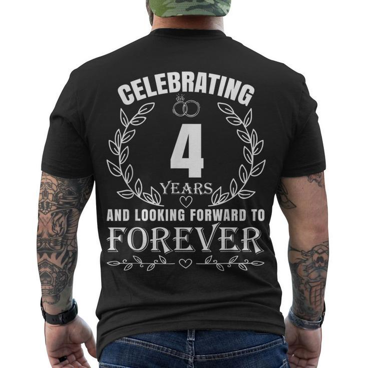 Cute 4Th Wedding Anniversary For Couples Married 4 Year Men's T-shirt Back Print