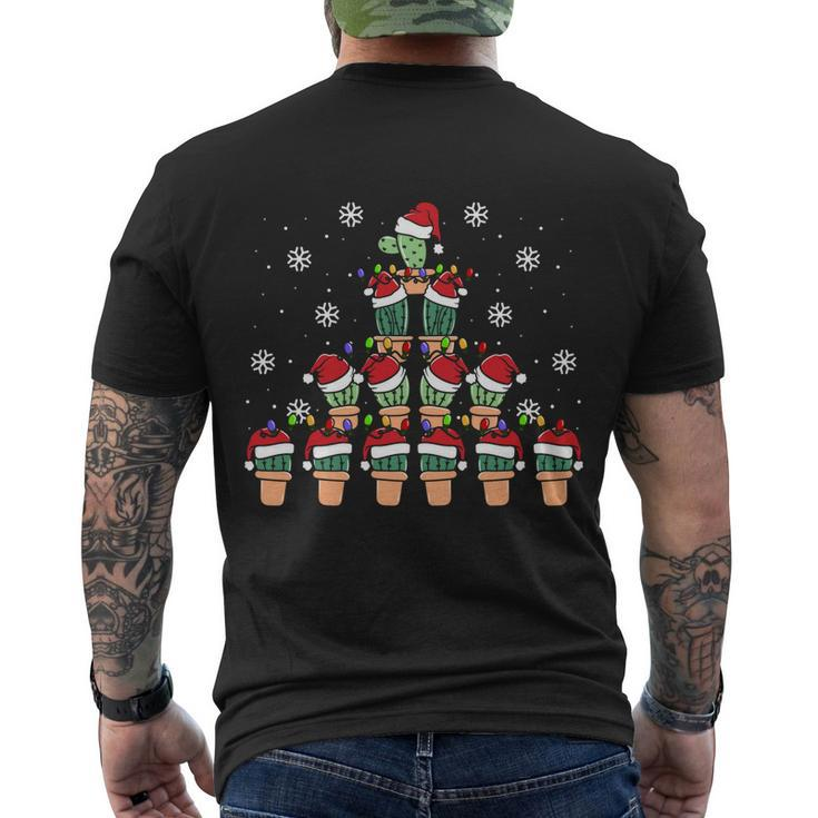 Cute Cactus Christmas Tree Succulent Cactus Xmas Gift Men's Crewneck Short Sleeve Back Print T-shirt