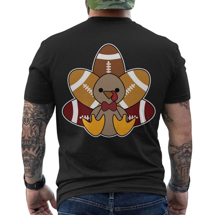 Cute Football Turkey Thanksgiving Tshirt Men's Crewneck Short Sleeve Back Print T-shirt