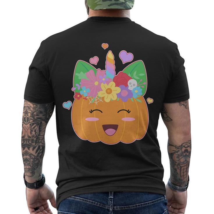 Cute Halloween Unicorn Pumpkin Men's T-shirt Back Print